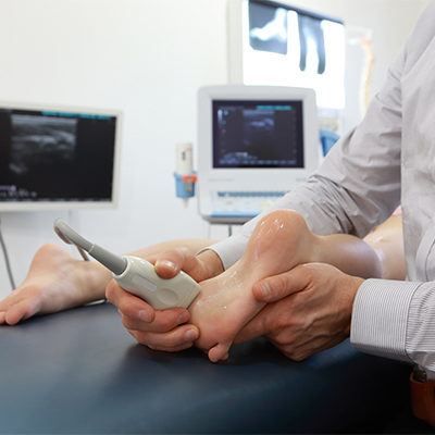ultrasound of caucasian child’s heel – diagnosis